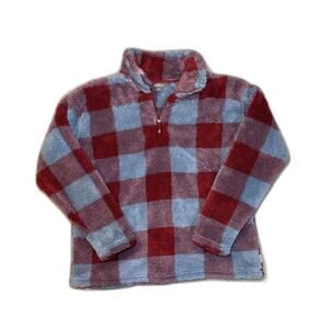 Eddie Bauer NWT Women's Plush Quarter Zip in Harbor Check Size Large